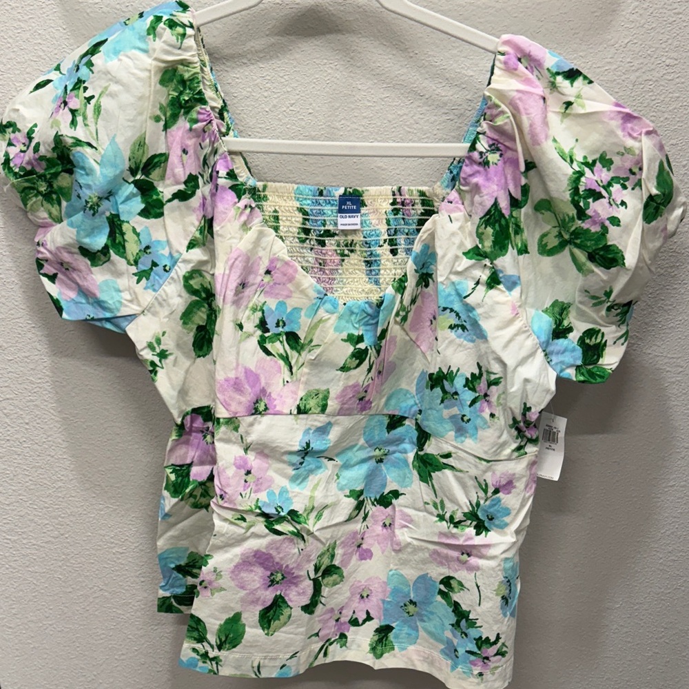 Old Navy Floral Puff Sleeve Top XL Petite